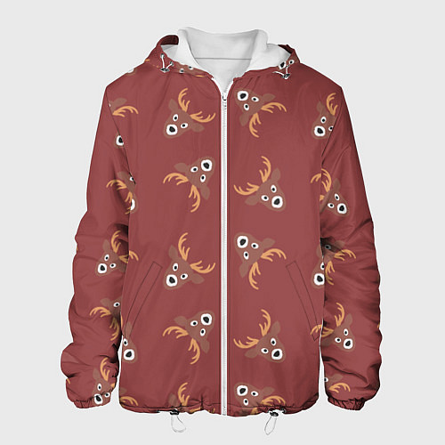 Мужская куртка Эстетика: праздничные олени на бордовом фоне / 3D-Белый – фото 1