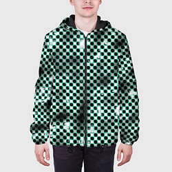 Куртка с капюшоном мужская Пластиковая абстракция - паттерн, цвет: 3D-черный — фото 2