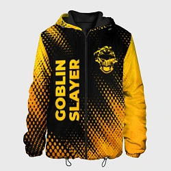 Куртка с капюшоном мужская Goblin Slayer - gold gradient: надпись, символ, цвет: 3D-черный