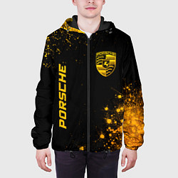 Куртка с капюшоном мужская Porsche - gold gradient: надпись, символ, цвет: 3D-черный — фото 2