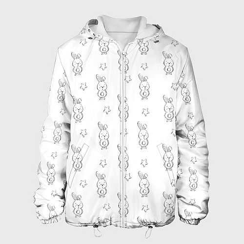 Мужская куртка Удивленный зайка / 3D-Белый – фото 1