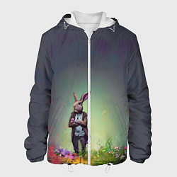 Куртка с капюшоном мужская Кролик на стиле, цвет: 3D-белый