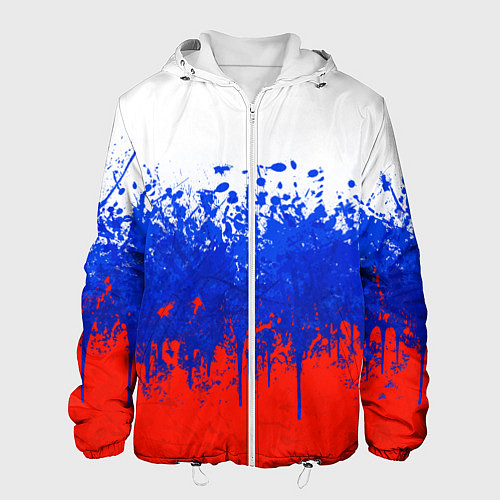 Мужская куртка Флаг России с горизонтальными подтёками / 3D-Белый – фото 1