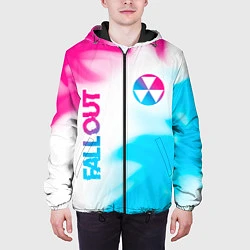 Куртка с капюшоном мужская Fallout neon gradient style: надпись, символ, цвет: 3D-черный — фото 2