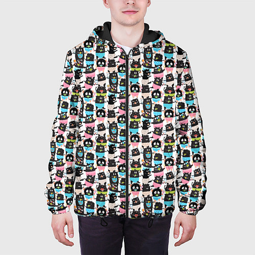 Мужская куртка Весёлые монстрики с соской / 3D-Черный – фото 3