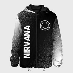 Куртка с капюшоном мужская Nirvana glitch на темном фоне: надпись, символ, цвет: 3D-черный