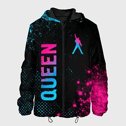 Куртка с капюшоном мужская Queen - neon gradient: надпись, символ, цвет: 3D-черный