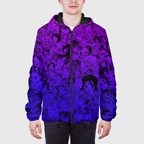 Мужская куртка Ахегао яркий градиент / 3D-Черный – фото 3