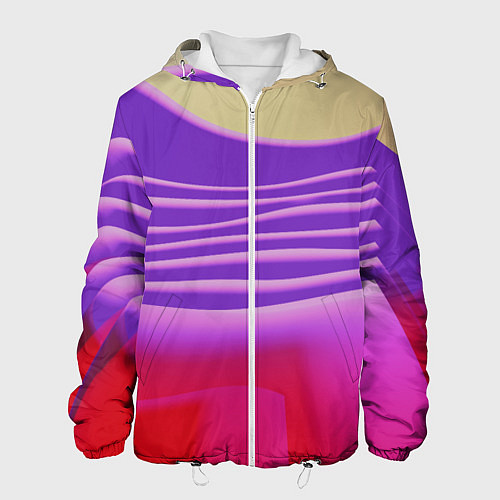 Мужская куртка Волнообразные листы разных цветов / 3D-Белый – фото 1