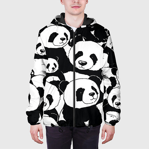 Мужская куртка С пандами паттерн / 3D-Черный – фото 3