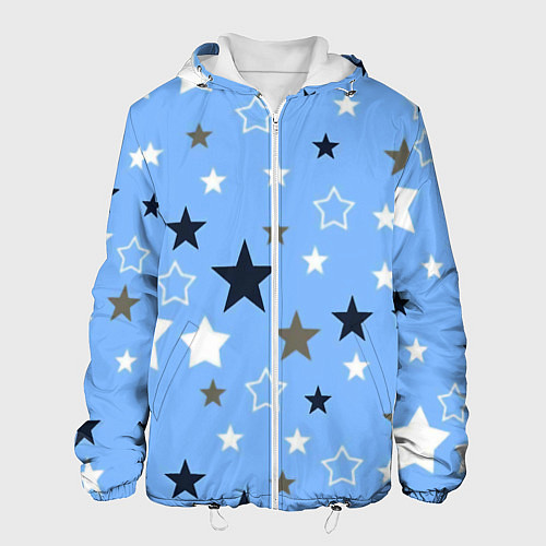 Мужская куртка Звёзды на голубом фоне / 3D-Белый – фото 1
