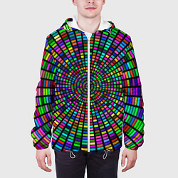 Куртка с капюшоном мужская Цветная спираль - оптическая иллюзия, цвет: 3D-белый — фото 2