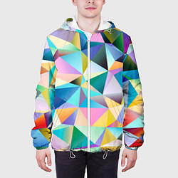 Куртка с капюшоном мужская Полигональная текстура, цвет: 3D-белый — фото 2