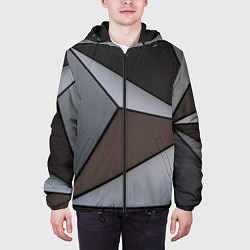 Куртка с капюшоном мужская Металлическая геометрическая броня, цвет: 3D-черный — фото 2