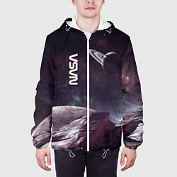 Куртка с капюшоном мужская Космический пейзаж - Saturn - Nasa, цвет: 3D-белый — фото 2
