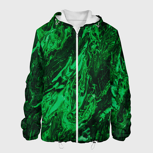 Мужская куртка Зелёные краски во тьме / 3D-Белый – фото 1