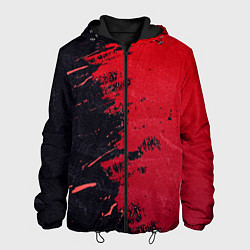 Куртка с капюшоном мужская Черное и красное, цвет: 3D-черный