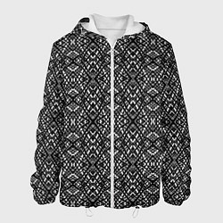 Куртка с капюшоном мужская Черно-белый геометрический узор Скандинавия, цвет: 3D-белый