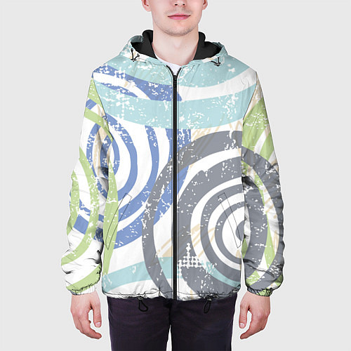 Мужская куртка Паттерн разноцветных кругов / 3D-Черный – фото 3