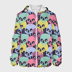 Куртка с капюшоном мужская Черепа разноцветные спрей, цвет: 3D-белый