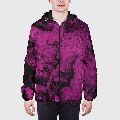 Мужская куртка Тёмно-розовые краски во тьме / 3D-Черный – фото 3