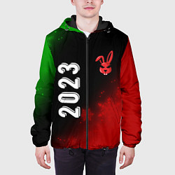 Куртка с капюшоном мужская 2023 Кролик суровый: надпись, символ, цвет: 3D-черный — фото 2