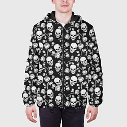 Куртка с капюшоном мужская Череп и розы с шипами, цвет: 3D-черный — фото 2