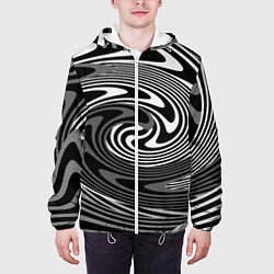 Куртка с капюшоном мужская Black and white abstract pattern, цвет: 3D-белый — фото 2