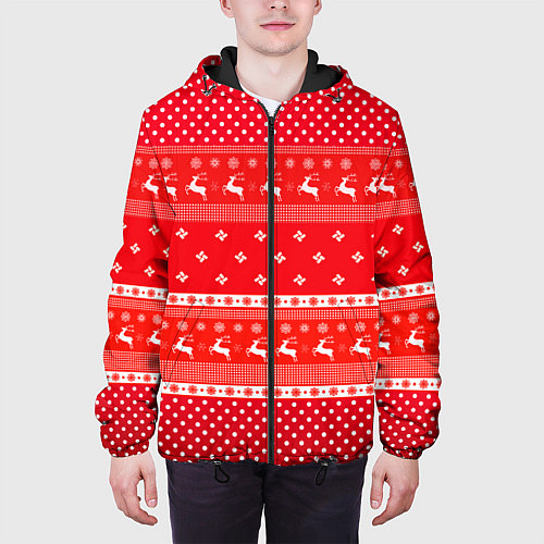 Мужская куртка Праздничный красный свитер / 3D-Черный – фото 3