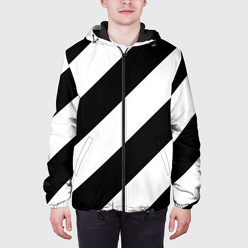 Мужская куртка Черно-белые полосы / 3D-Черный – фото 3