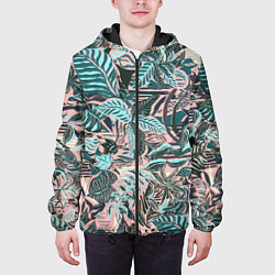 Куртка с капюшоном мужская Тропический узор, цвет: 3D-черный — фото 2