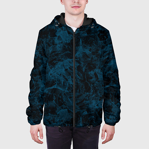 Мужская куртка Синий и черный мраморный узор / 3D-Черный – фото 3