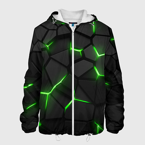 Мужская куртка Green neon steel / 3D-Белый – фото 1