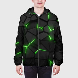 Куртка с капюшоном мужская Green neon steel, цвет: 3D-черный — фото 2