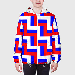 Куртка с капюшоном мужская Плетение триколор, цвет: 3D-белый — фото 2