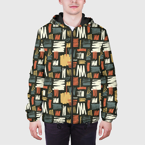 Мужская куртка Узор штрихованный / 3D-Черный – фото 3