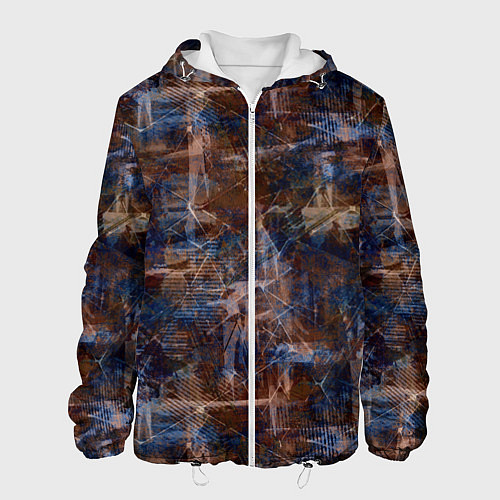 Мужская куртка Коричневый с синим абстрактный гранжевый / 3D-Белый – фото 1