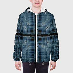 Куртка с капюшоном мужская Абстрактное множество прозрачных геометрических фи, цвет: 3D-белый — фото 2