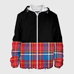 Куртка с капюшоном мужская Классическая шотландка, цвет: 3D-белый