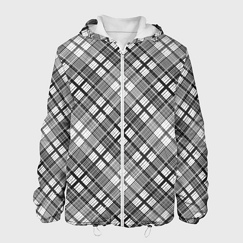 Мужская куртка Черно белый узор в косую клетку / 3D-Белый – фото 1