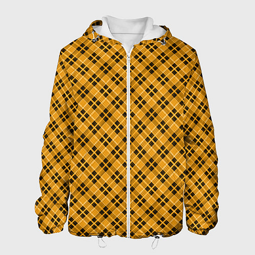 Мужская куртка Черно желтый узор в косую клетку / 3D-Белый – фото 1