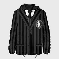 Куртка с капюшоном мужская Ученик академии Невермор ЧБ: униформа, цвет: 3D-черный