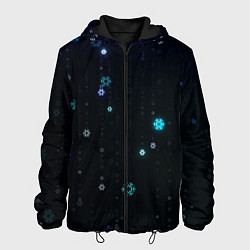 Куртка с капюшоном мужская Снежиночки, цвет: 3D-черный