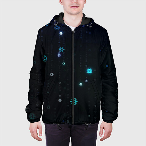 Мужская куртка Снежиночки / 3D-Черный – фото 3