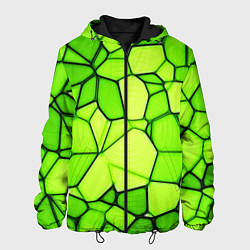 Куртка с капюшоном мужская Неоновые салатовые осколки, цвет: 3D-черный