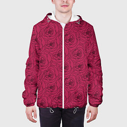 Куртка с капюшоном мужская Узор в виде роз, цвет: 3D-белый — фото 2