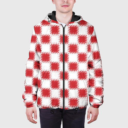 Мужская куртка Красно-белый узор / 3D-Черный – фото 3