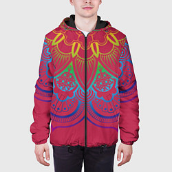Куртка с капюшоном мужская Viva magenta mandala, цвет: 3D-черный — фото 2