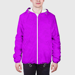 Куртка с капюшоном мужская Неоновый розово-сиреневый текстурированный, цвет: 3D-белый — фото 2