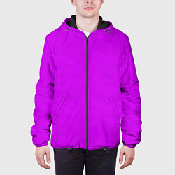 Куртка с капюшоном мужская Неоновый розово-сиреневый текстурированный, цвет: 3D-черный — фото 2